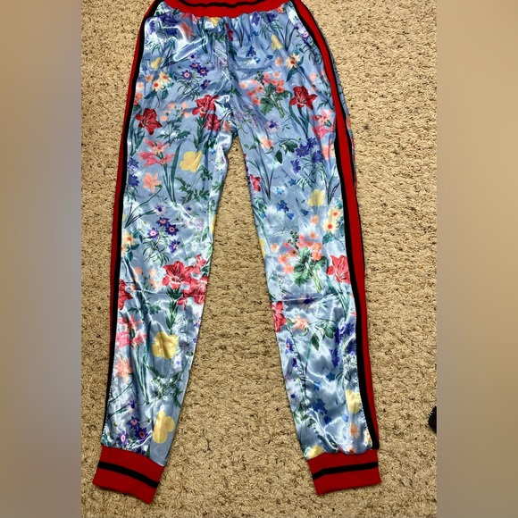 Missguided Floral Print Satin Rib Detail Jogger Women’s sz US 2 - Picture 1 of 7